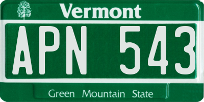 VT license plate APN543