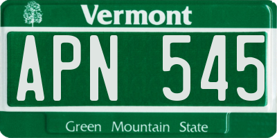 VT license plate APN545