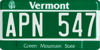 VT license plate APN547