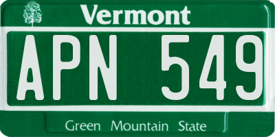 VT license plate APN549