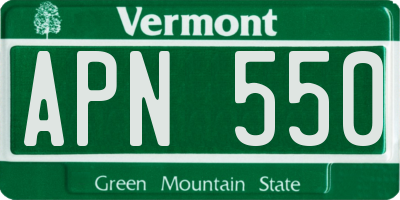VT license plate APN550