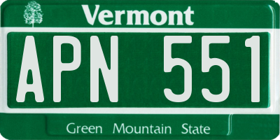 VT license plate APN551