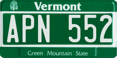 VT license plate APN552