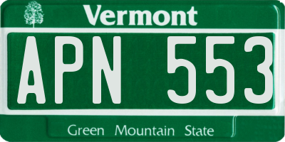 VT license plate APN553