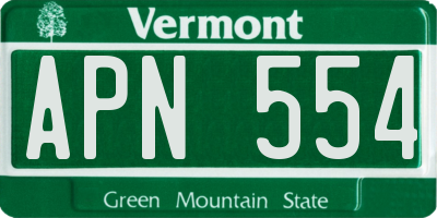 VT license plate APN554