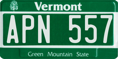 VT license plate APN557