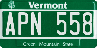 VT license plate APN558
