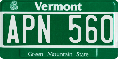 VT license plate APN560