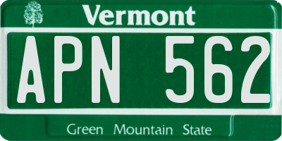 VT license plate APN562