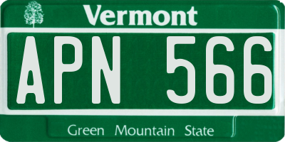 VT license plate APN566