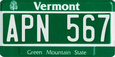 VT license plate APN567