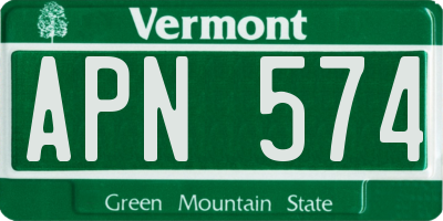 VT license plate APN574