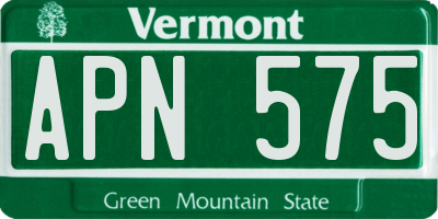 VT license plate APN575