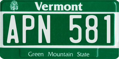VT license plate APN581