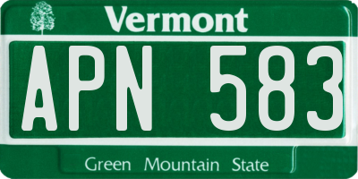 VT license plate APN583