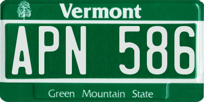 VT license plate APN586