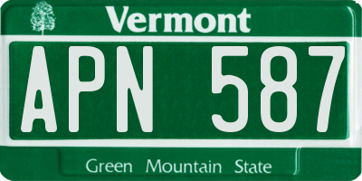 VT license plate APN587
