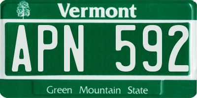 VT license plate APN592