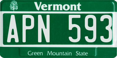 VT license plate APN593