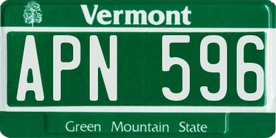 VT license plate APN596