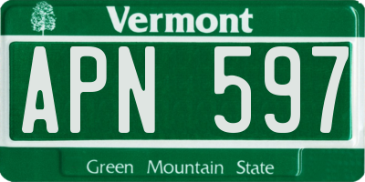 VT license plate APN597