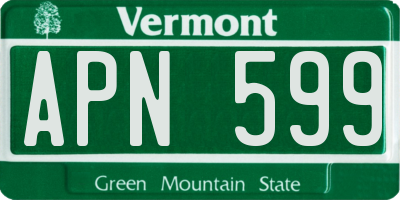 VT license plate APN599