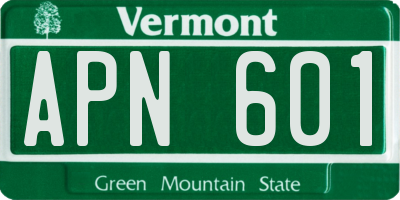 VT license plate APN601