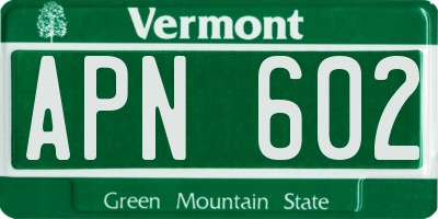 VT license plate APN602