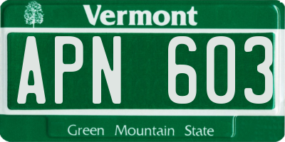 VT license plate APN603