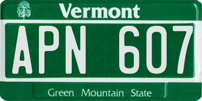 VT license plate APN607