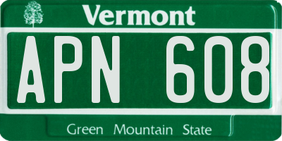 VT license plate APN608