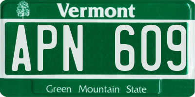 VT license plate APN609