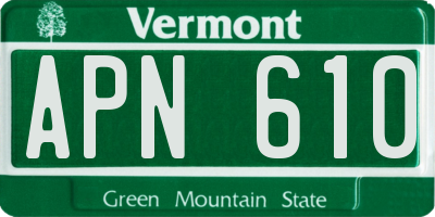 VT license plate APN610