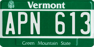 VT license plate APN613