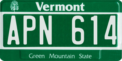 VT license plate APN614