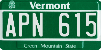 VT license plate APN615