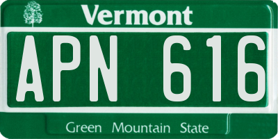 VT license plate APN616