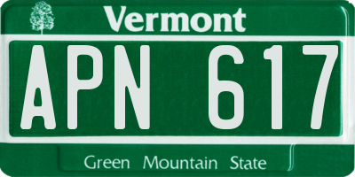 VT license plate APN617
