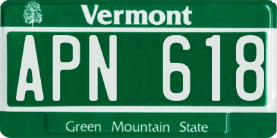 VT license plate APN618