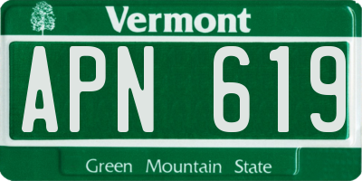 VT license plate APN619