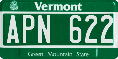 VT license plate APN622