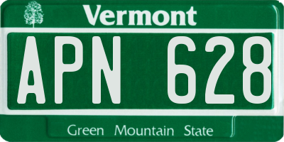 VT license plate APN628