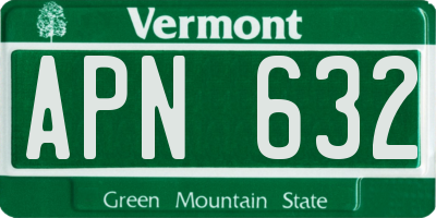 VT license plate APN632