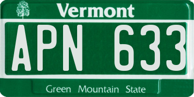 VT license plate APN633