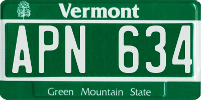 VT license plate APN634