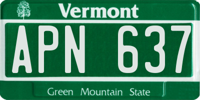 VT license plate APN637