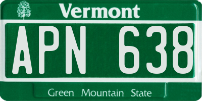 VT license plate APN638