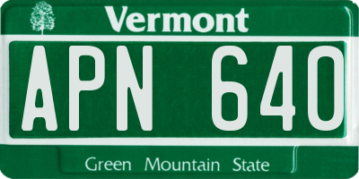 VT license plate APN640