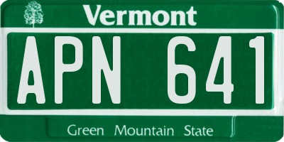 VT license plate APN641