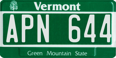 VT license plate APN644